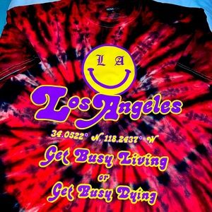 Los Angeles “Get busy living or get busy dying” Tie Dye Lakers Sz Xl